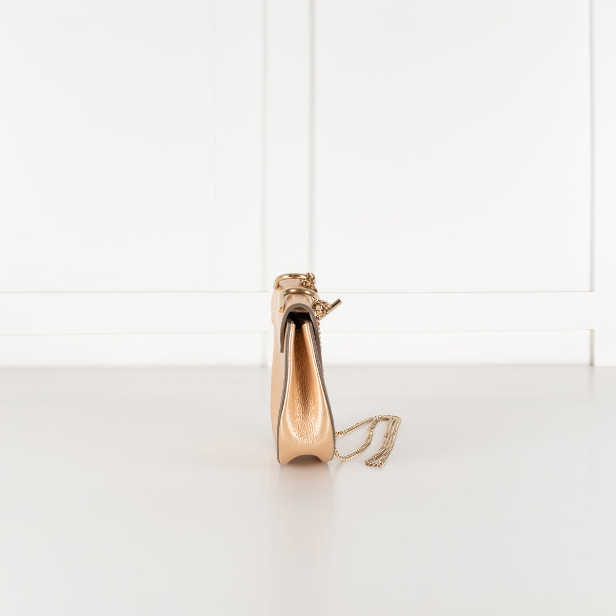 Chloé Gold Grained Leather Drew Crossbody Bag