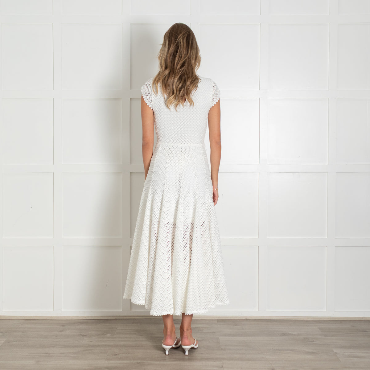 Maje Richocha White Open Knit Textured Dress