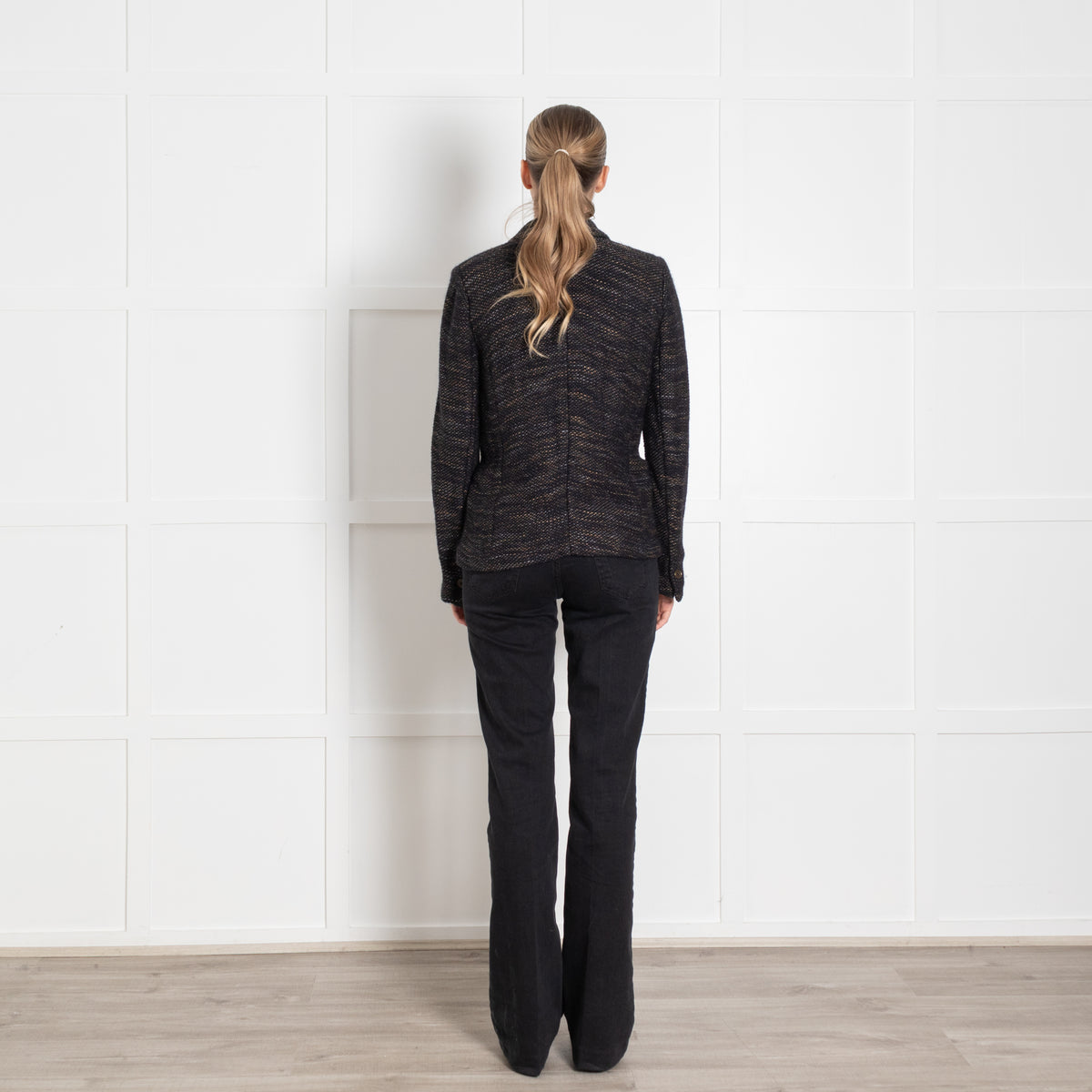 Isabel Marant Navy Beige Fleck Knit Jacket