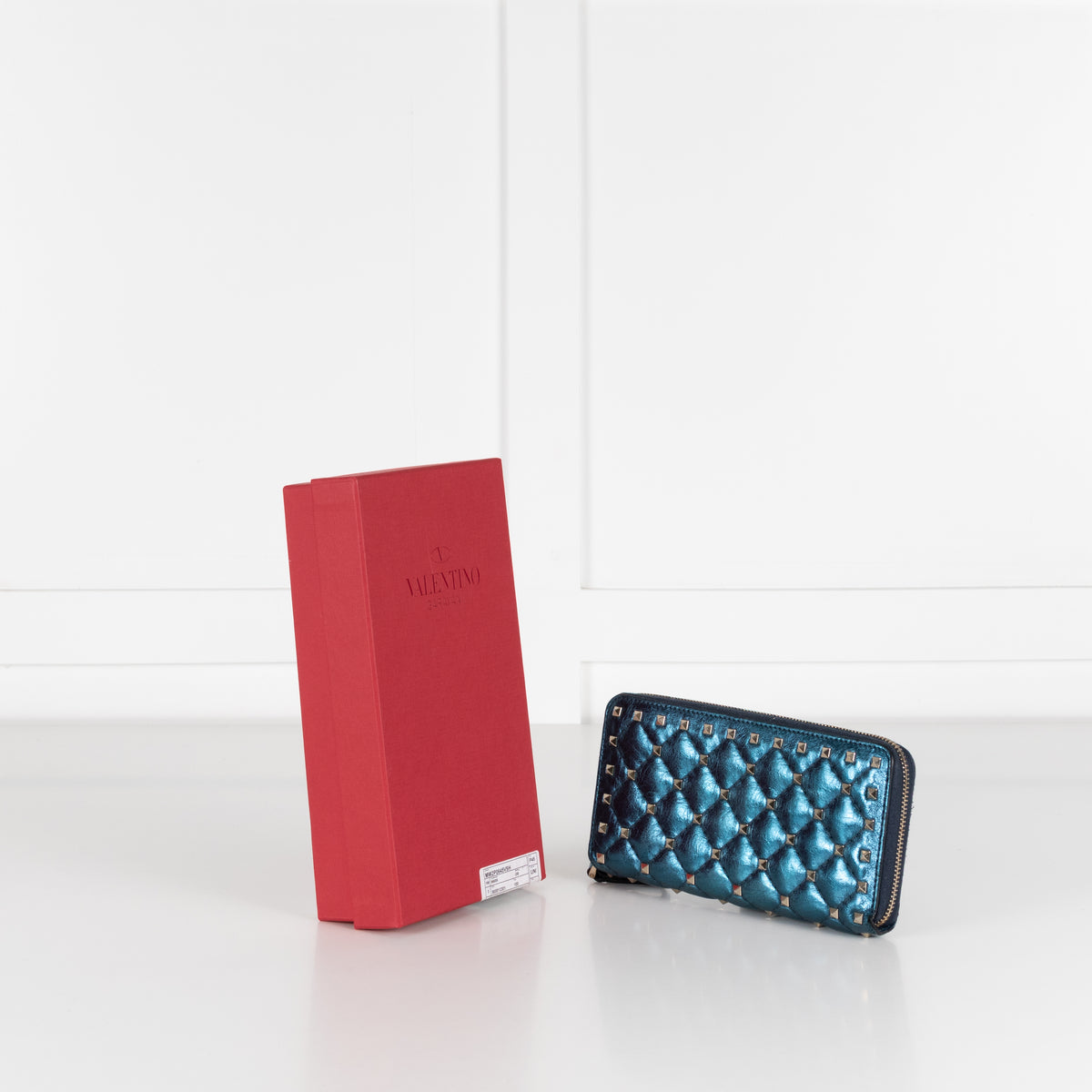 Valentino Blue Metallic Stud Wallet