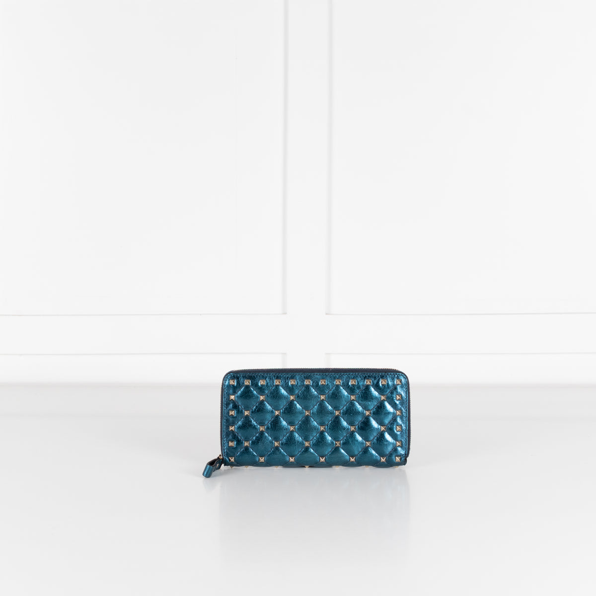 Valentino Blue Metallic Stud Wallet