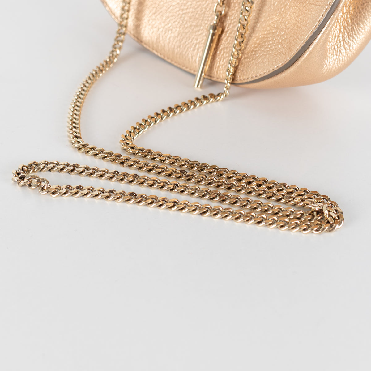 Chloé Gold Grained Leather Drew Crossbody Bag
