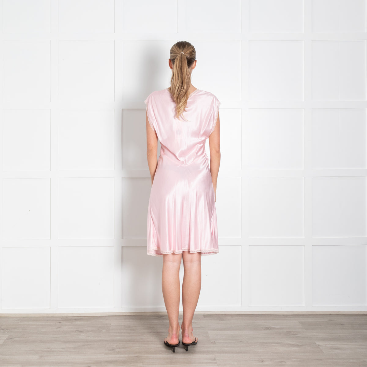 Morgan Lane Pink Lace Trim Detail Silk Blend Pyjama Dress