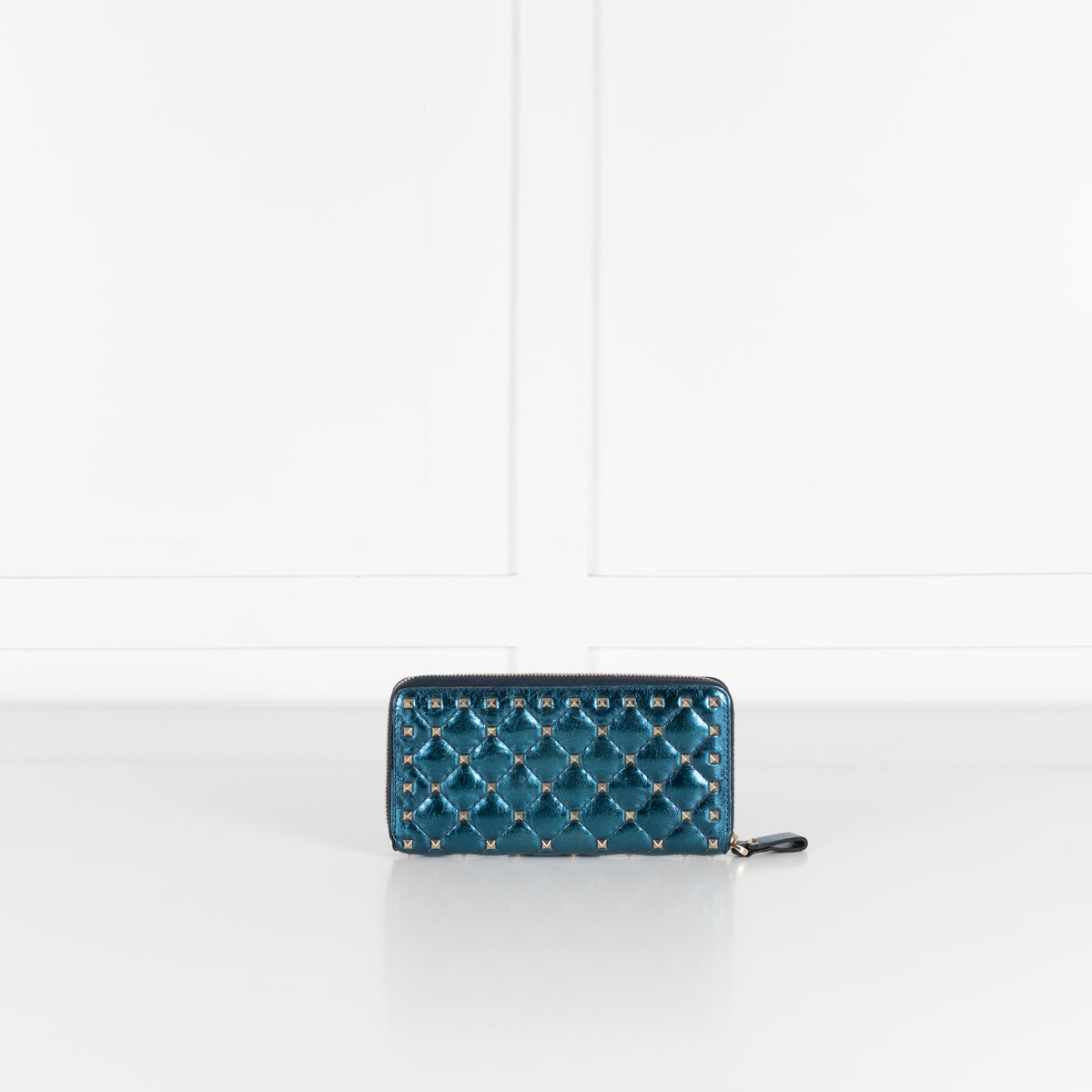 Valentino Blue Metallic Stud Wallet