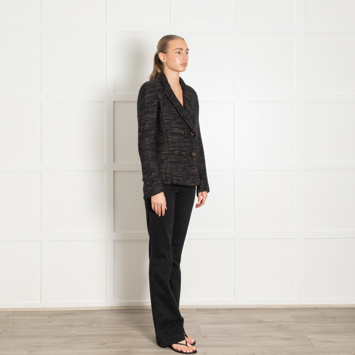 Isabel Marant Navy Beige Fleck Knit Jacket