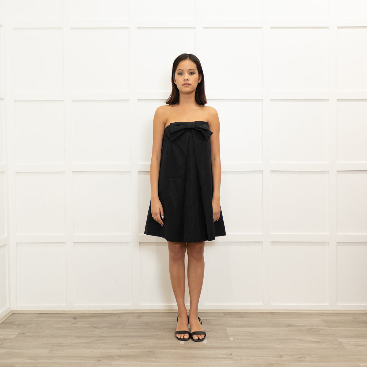 Milly Black Bow Detail Strapless Mini Dress