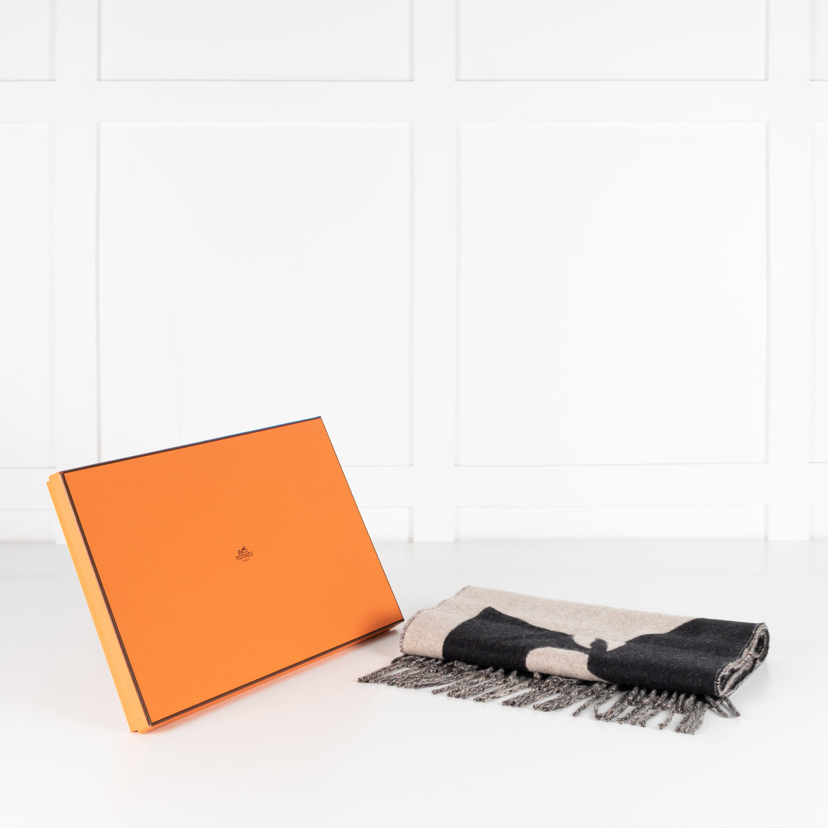 Hermes Beige Black Casaque Love Story Scarf