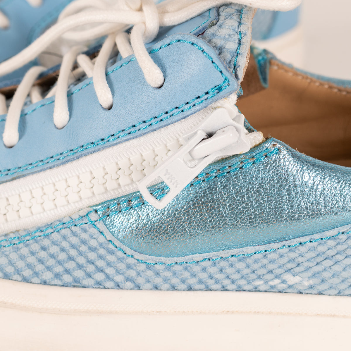 Giuseppe Zanotti Blue White Snake Skin Trainers