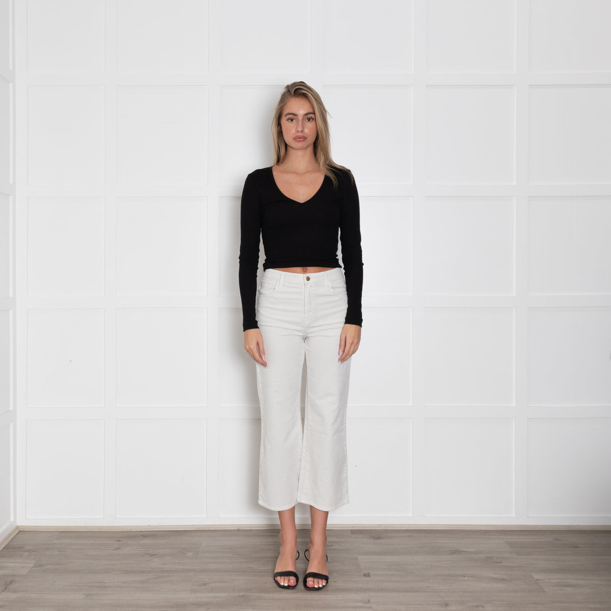 J Brand Off White Corduroy  Straight Leg Trousers