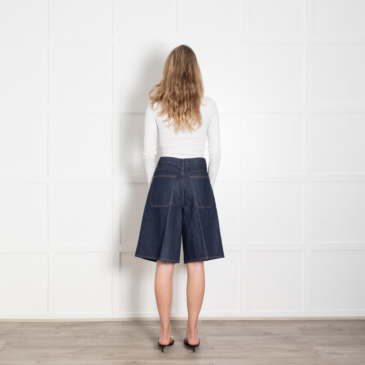 Agolde Dark Blue Denim Long Shorts