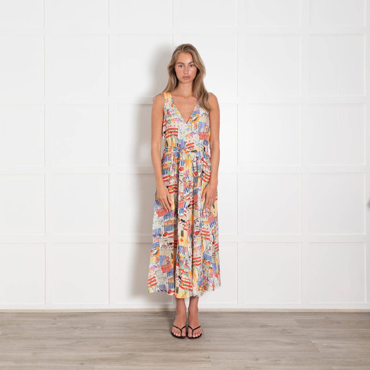 FrNch Paris Multicoloured Belted Maxi Sun Dress
