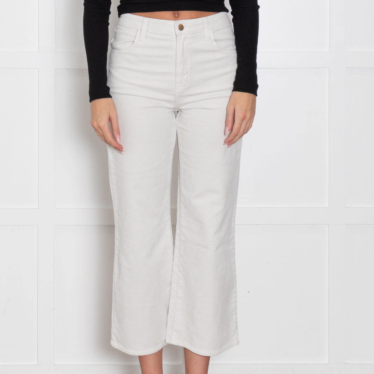 J Brand Off White Corduroy  Straight Leg Trousers