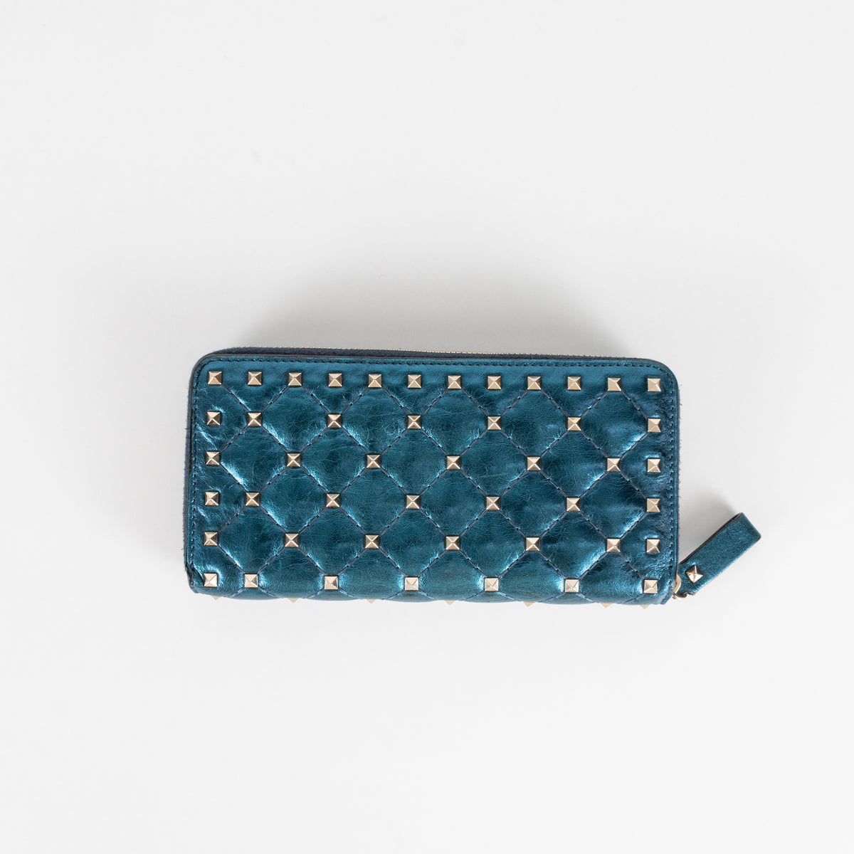 Valentino Blue Metallic Stud Wallet