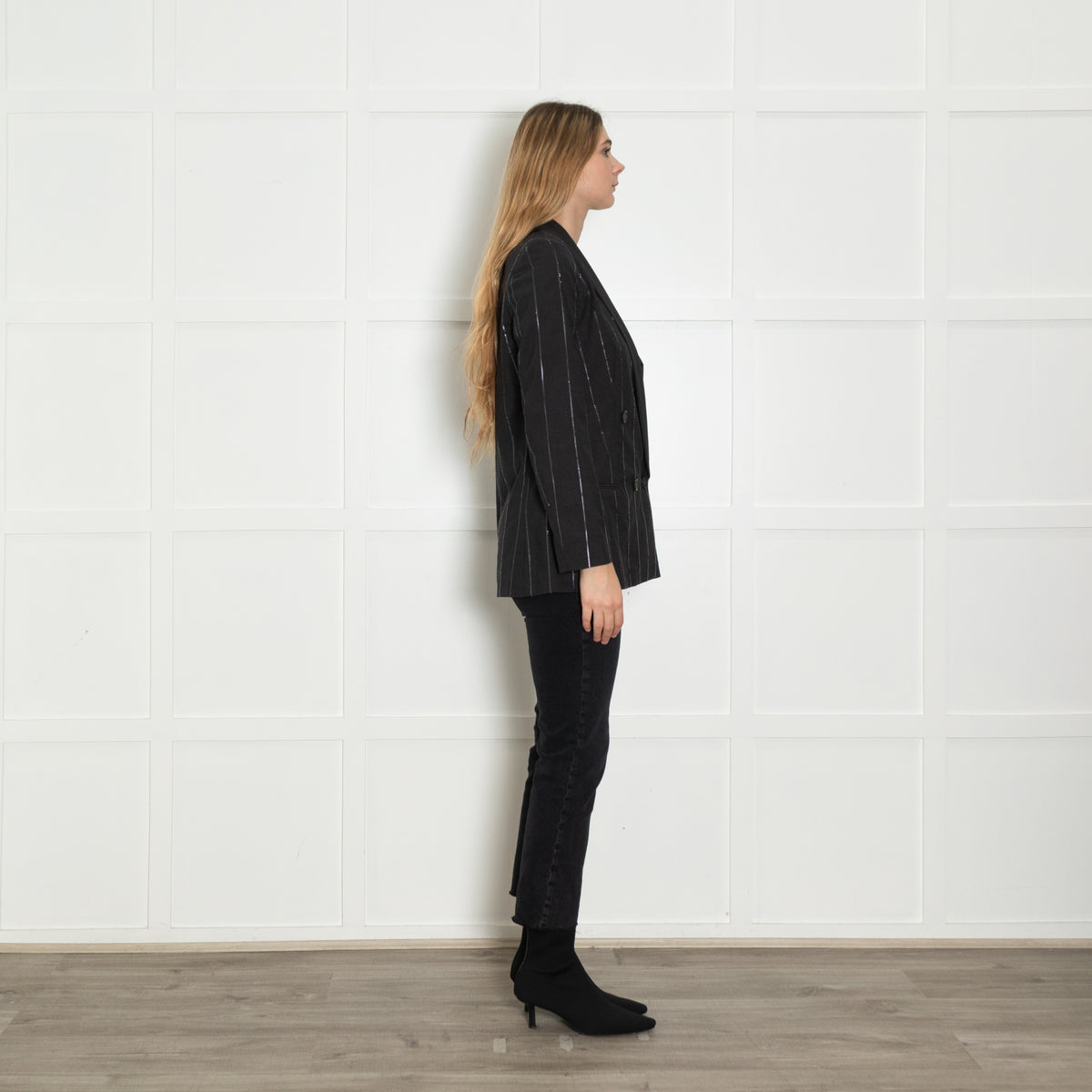 Brunello Cucinelli Grey Sequin Pinstripe Blazer