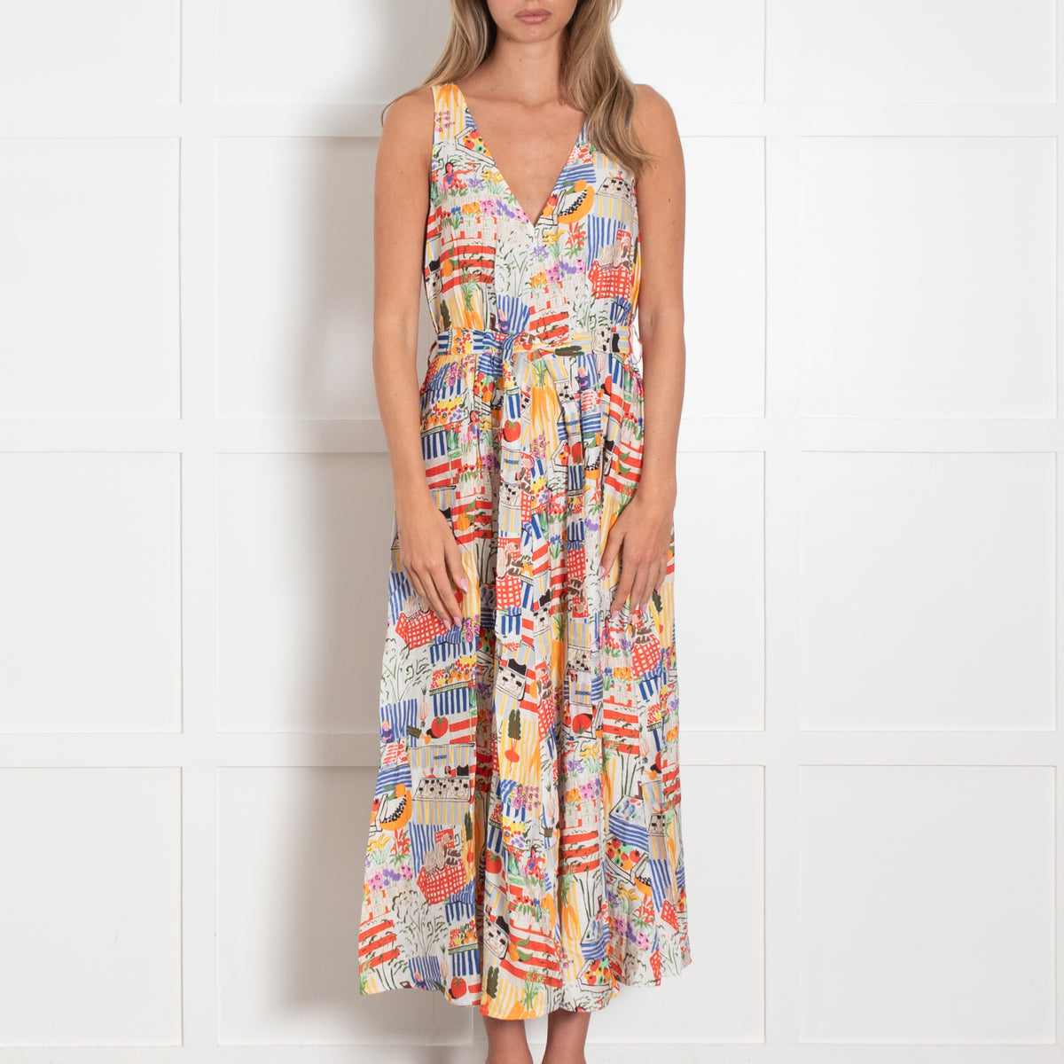 FrNch Paris Multicoloured Belted Maxi Sun Dress