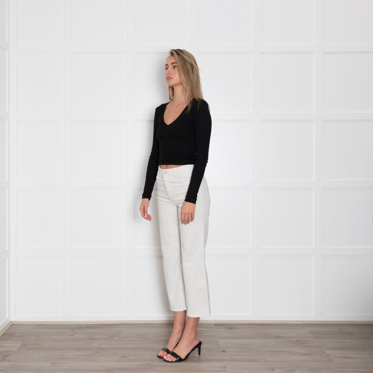 J Brand Off White Corduroy  Straight Leg Trousers