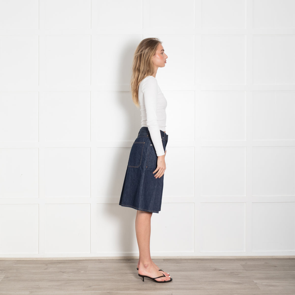 Agolde Dark Blue Denim Long Shorts