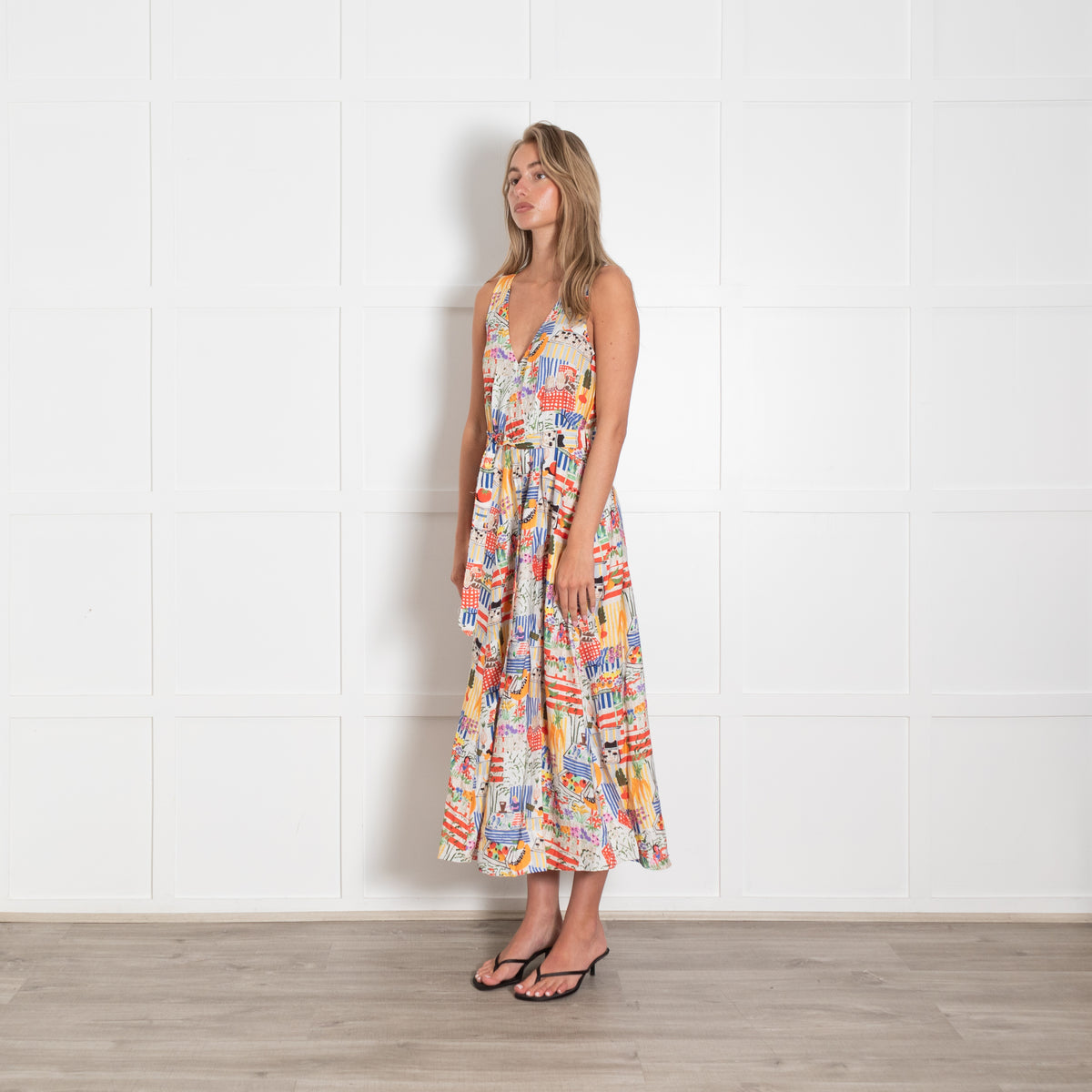 FrNch Paris Multicoloured Belted Maxi Sun Dress