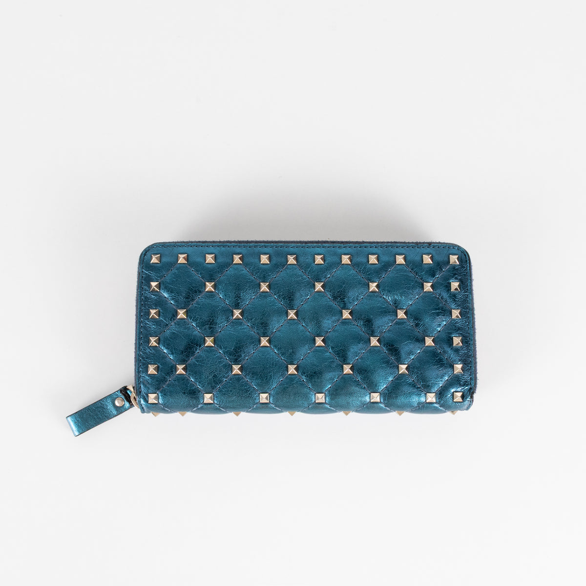 Valentino Blue Metallic Stud Wallet