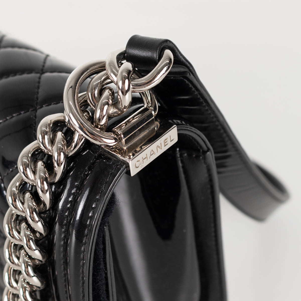Chanel Black Patent Leather Boy Flap bag