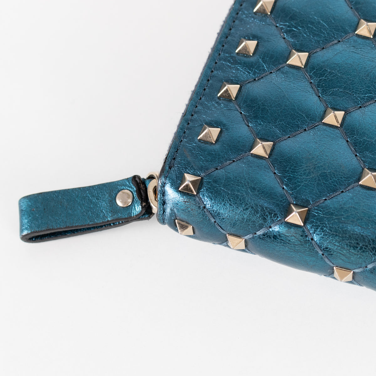 Valentino Blue Metallic Stud Wallet