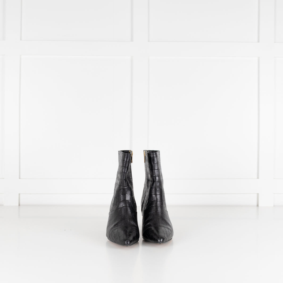Essentiel Antwerp Black Croc Effect Ankle Boots