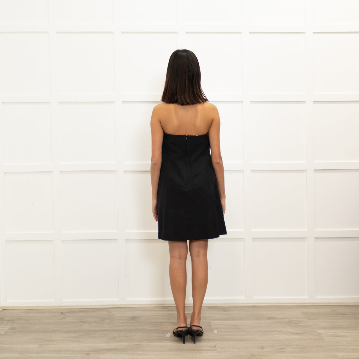 Milly Black Bow Detail Strapless Mini Dress