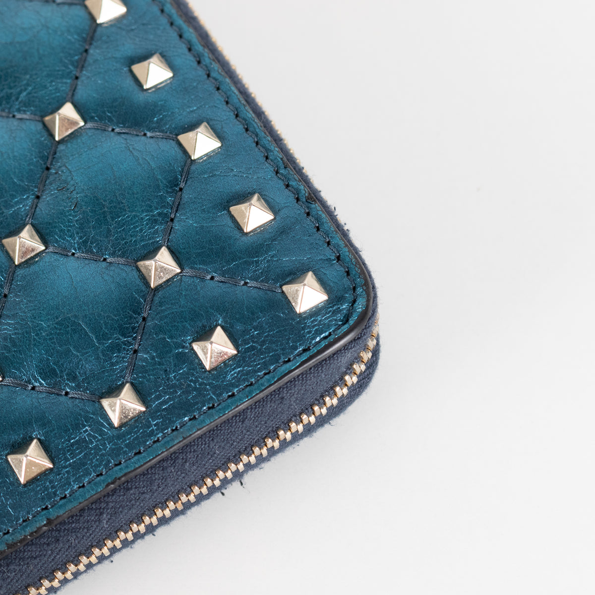 Valentino Blue Metallic Stud Wallet