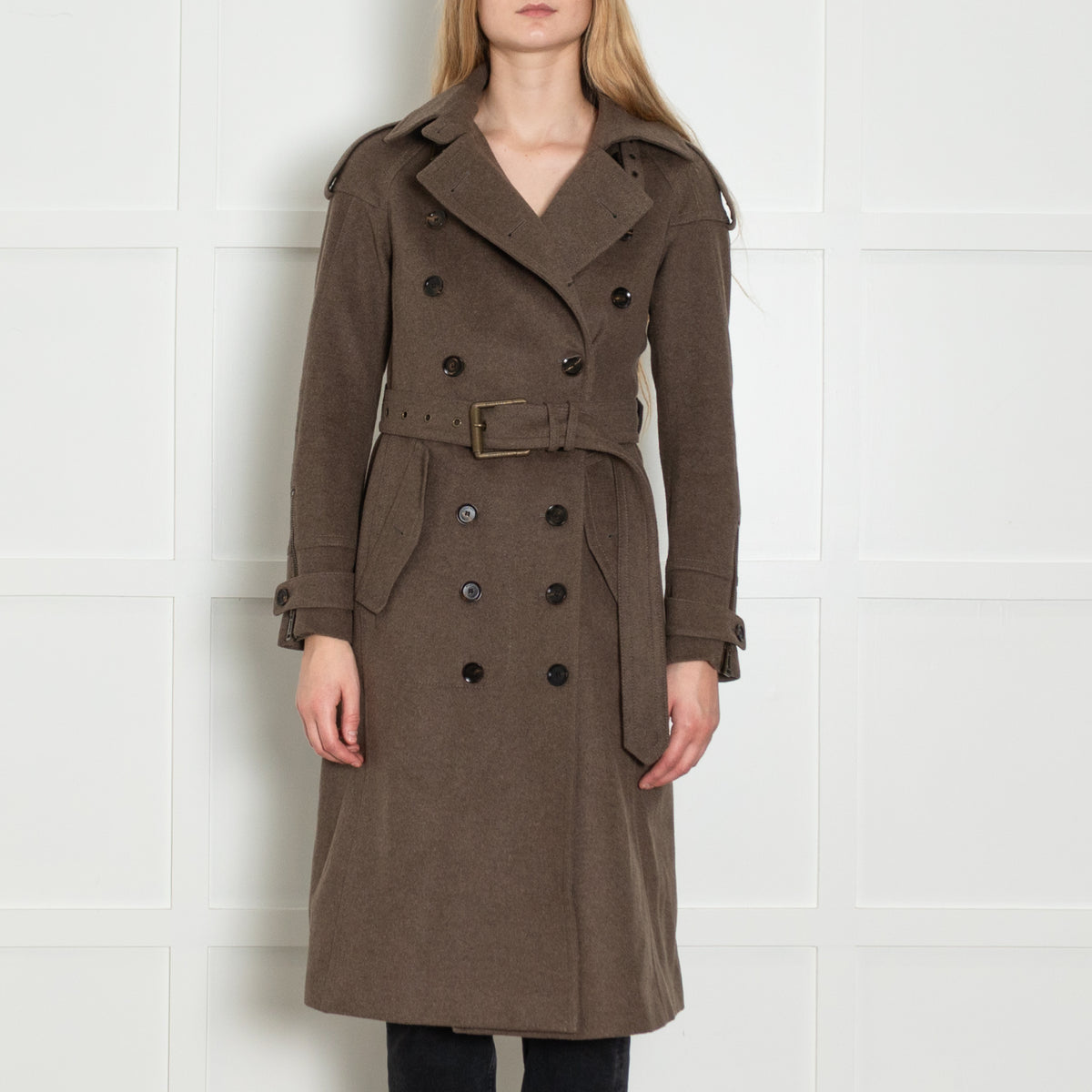 Belstaff Khaki Utility Style Wool Coat