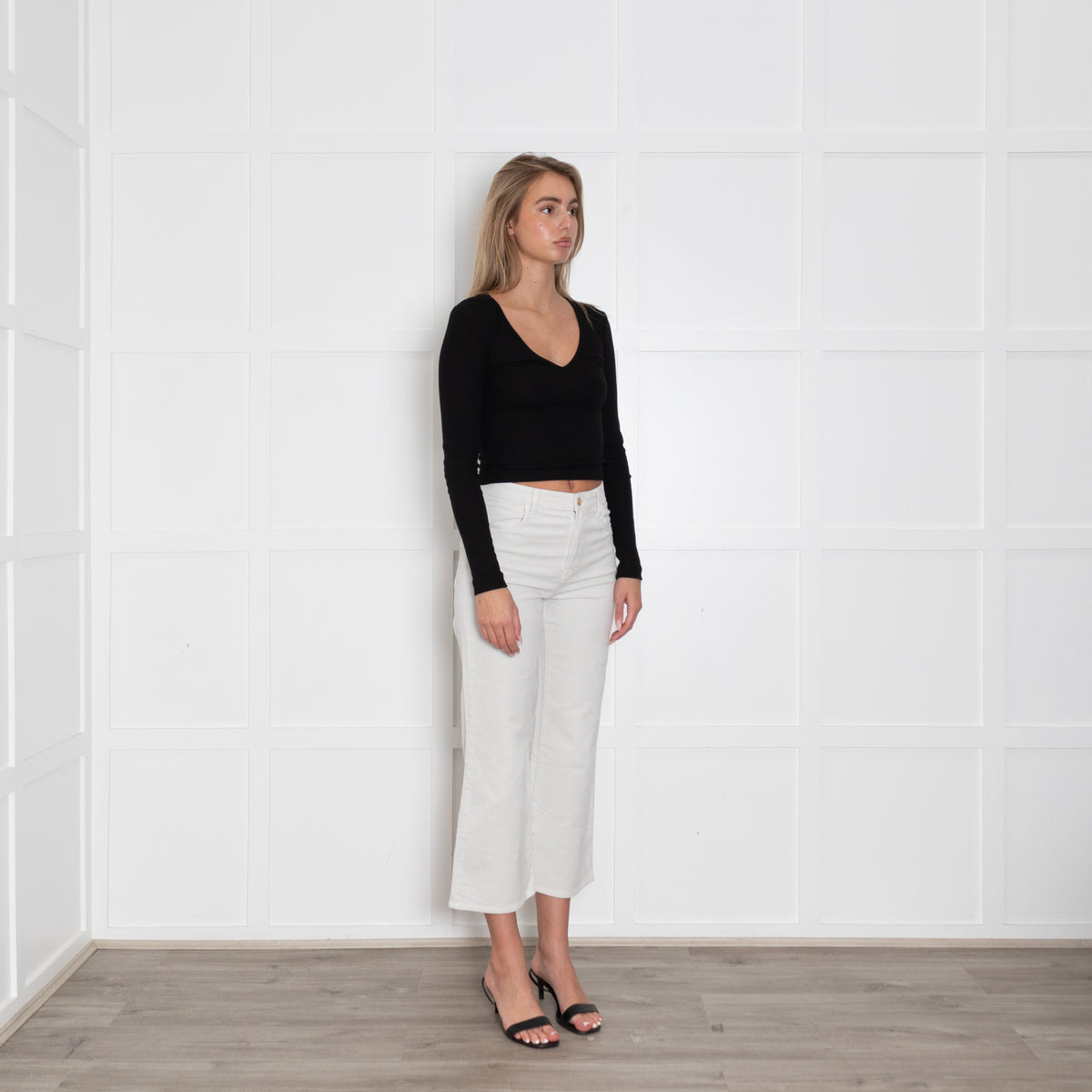 J Brand Off White Corduroy  Straight Leg Trousers