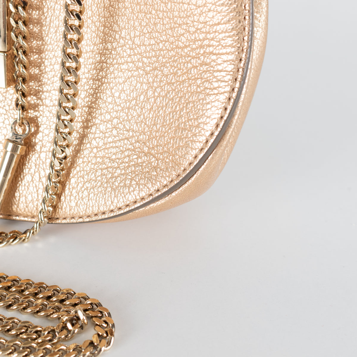 Chloé Gold Grained Leather Drew Crossbody Bag