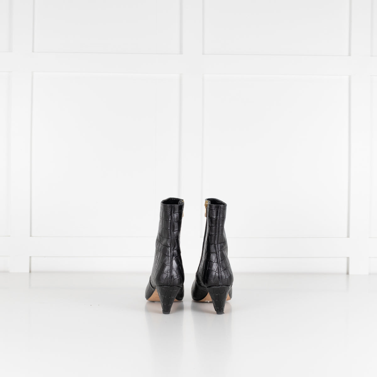 Essentiel Antwerp Black Croc Effect Ankle Boots