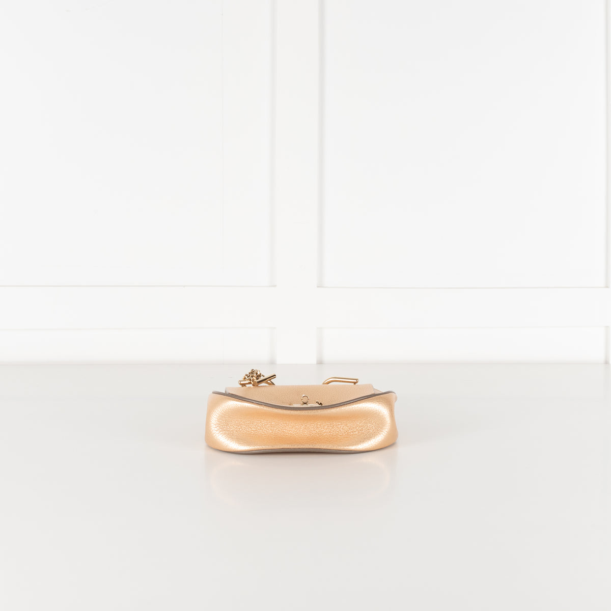 Chloé Gold Grained Leather Drew Crossbody Bag