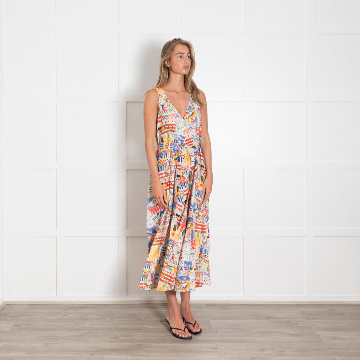 FrNch Paris Multicoloured Belted Maxi Sun Dress