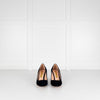 Rupert Sanderson Navy Blue Velvet Chunky Heel Shoes