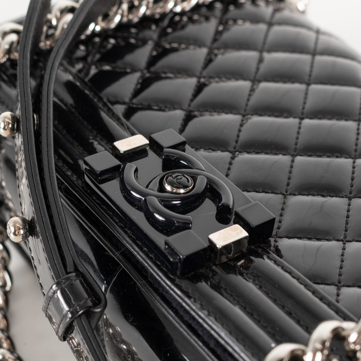Chanel Black Patent Leather Boy Flap bag