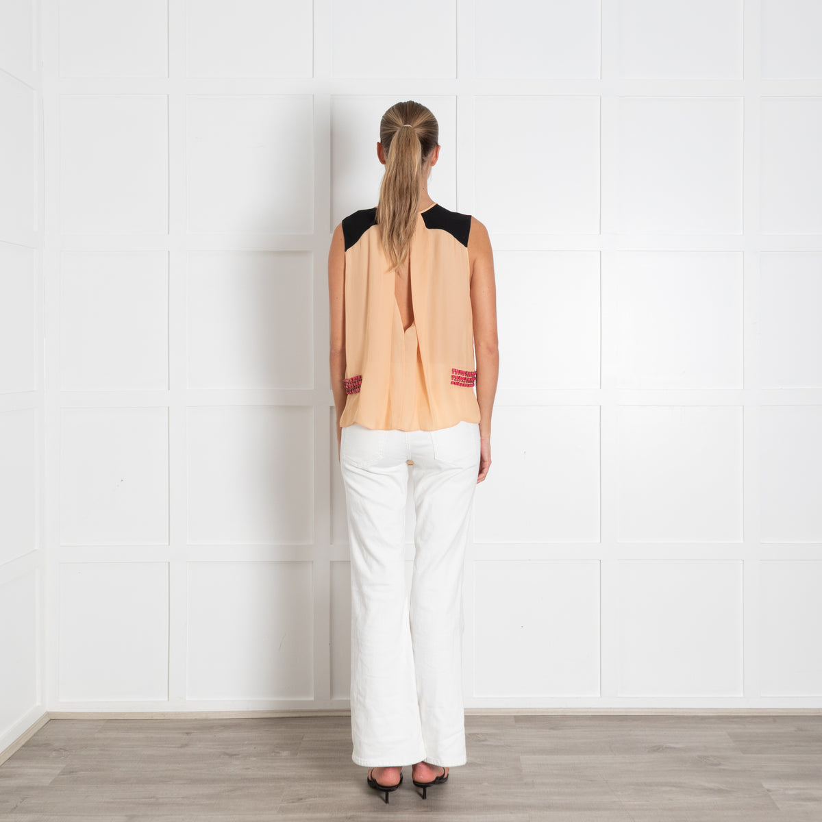 By Malene Birger Orange Pink Beaded Detail Sleeveless Top