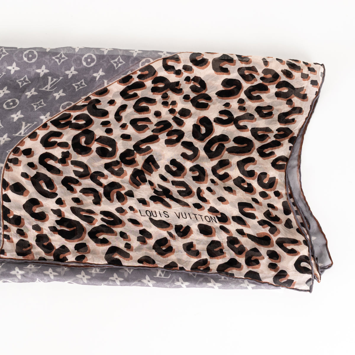 Louis Vuitton Monogram and Leopard Print Sheer Scarf