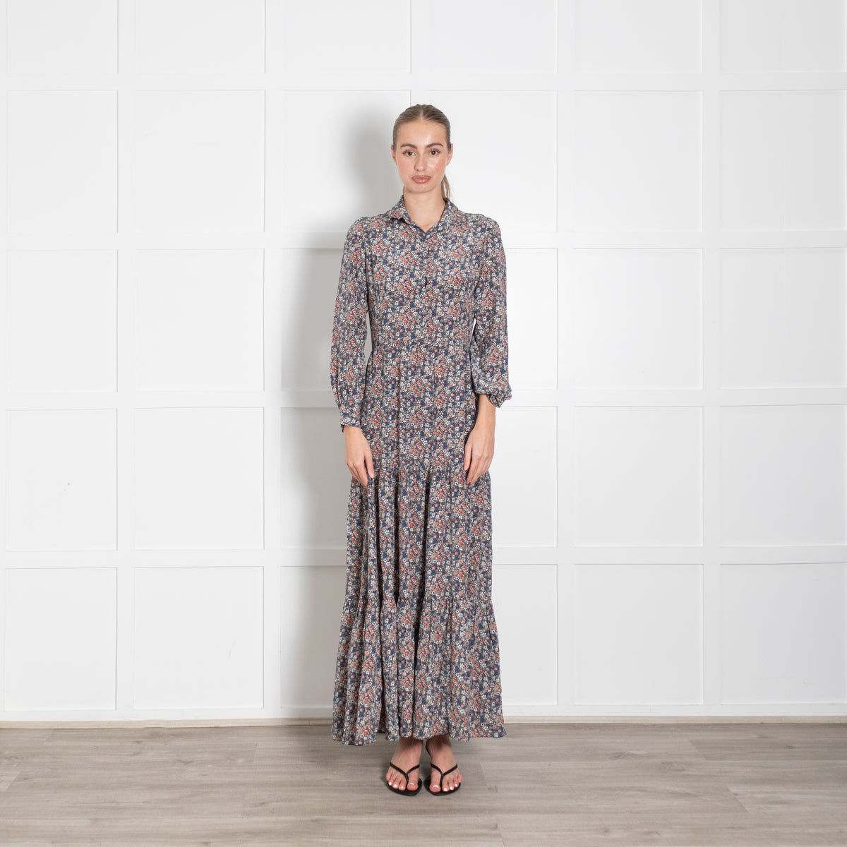 Ridley Black Multi Floral Silk Maxi Dress