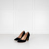 Rupert Sanderson Navy Blue Velvet Chunky Heel Shoes