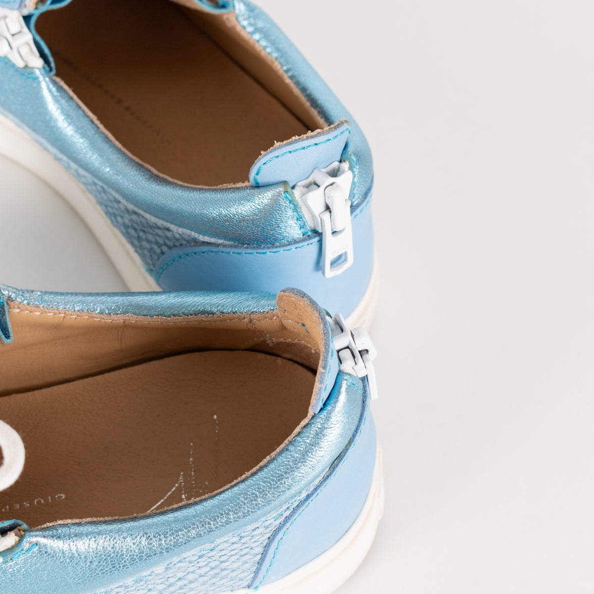 Giuseppe Zanotti Blue White Snake Skin Trainers