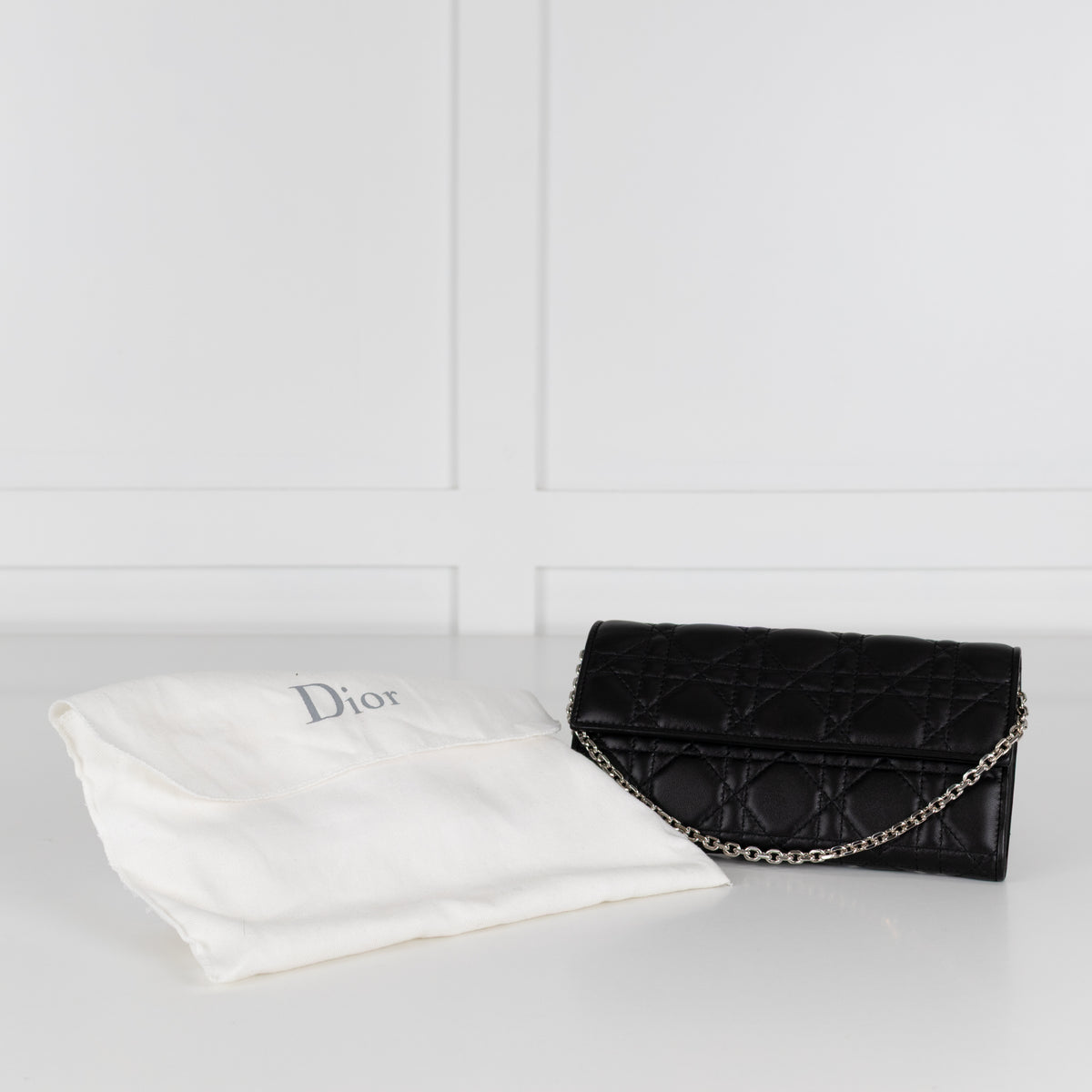 Christian Dior Lady Dior Cannage Wallet with Chain