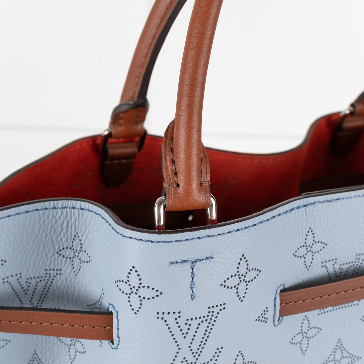 Louis Vuitton Light Blue Mahina Girolata Perforated Monogram Leather Bag