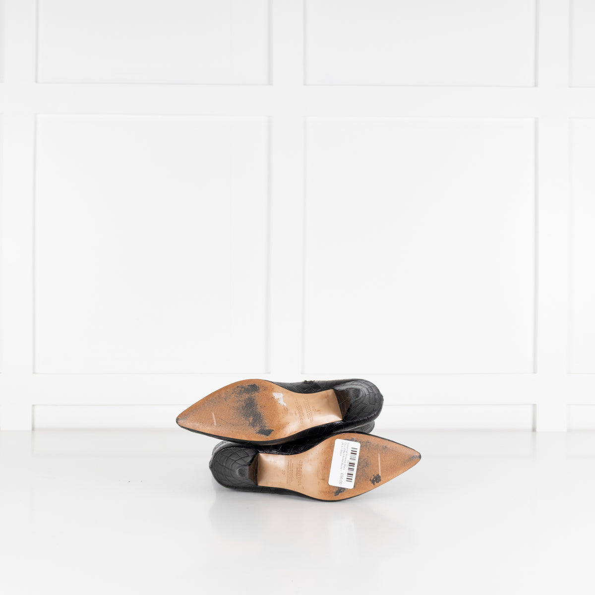 Essentiel Antwerp Black Croc Effect Ankle Boots