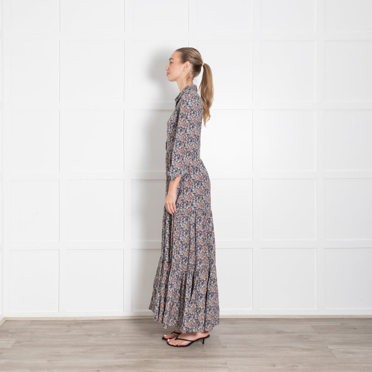 Ridley Black Multi Floral Silk Maxi Dress