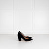 Rupert Sanderson Navy Blue Velvet Chunky Heel Shoes