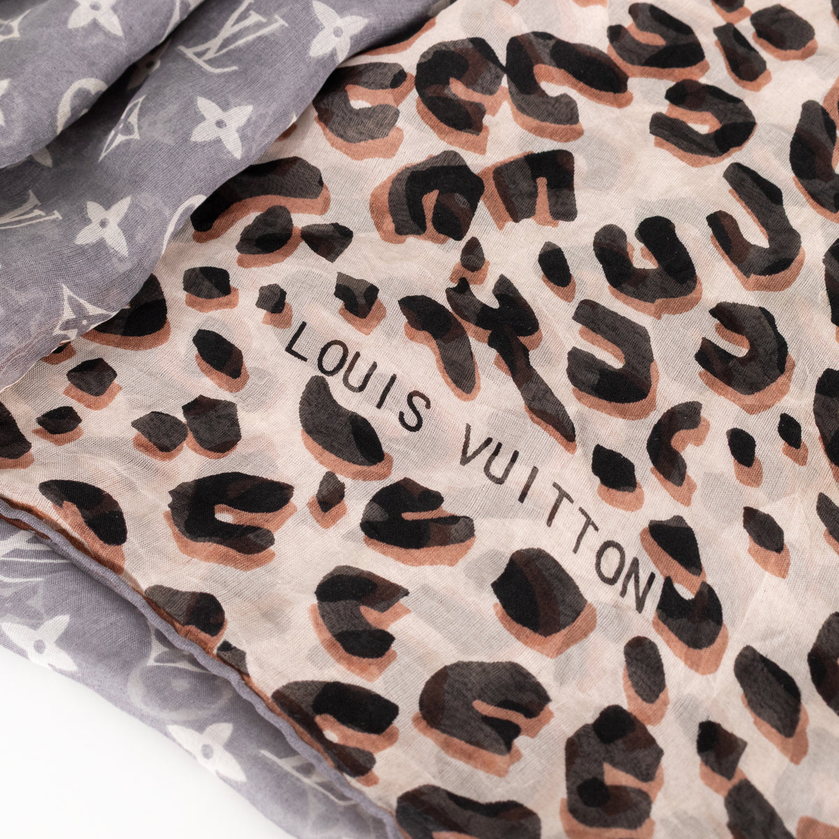 Louis Vuitton Monogram and Leopard Print Sheer Scarf