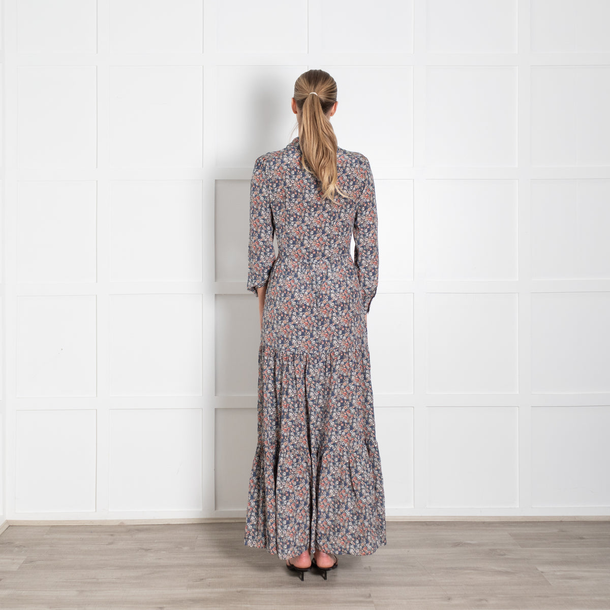 Ridley Black Multi Floral Silk Maxi Dress