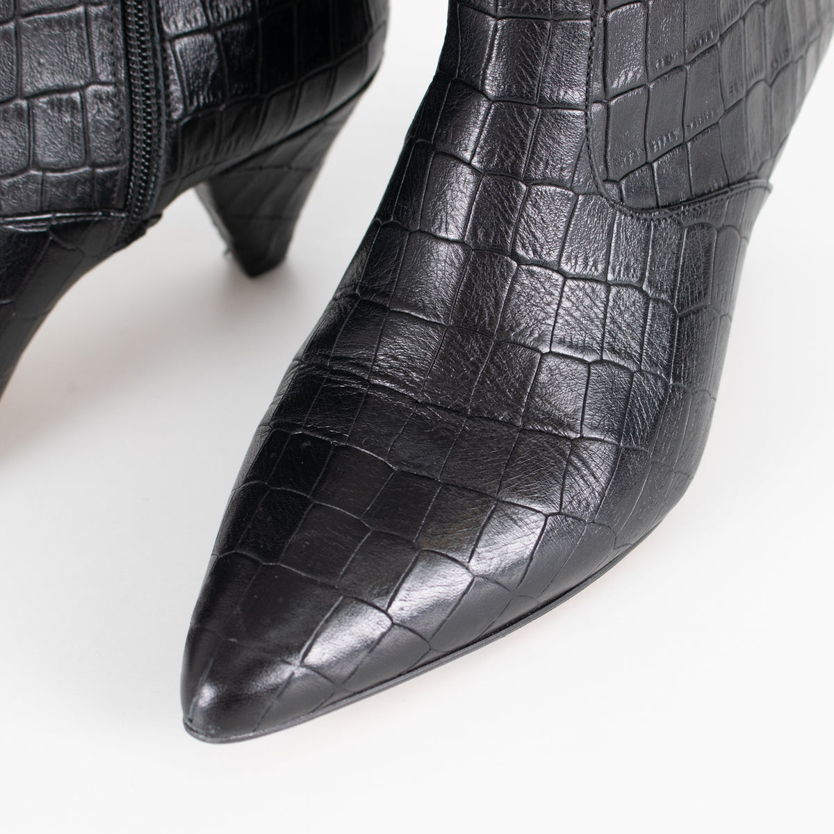 Essentiel Antwerp Black Croc Effect Ankle Boots