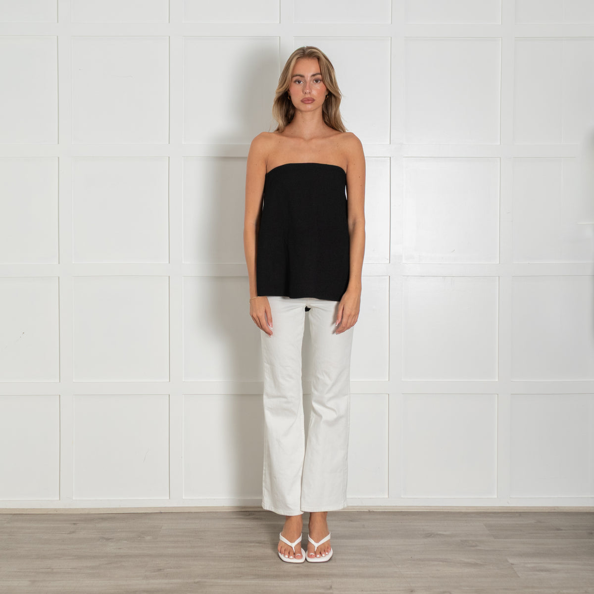 Raey Black Strapless Trapeze Top